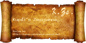 Kupás Zsuzsanna névjegykártya